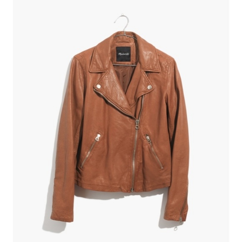 **RARE** Madewell Washed Leather Jacket in Burnt Sienna XXL